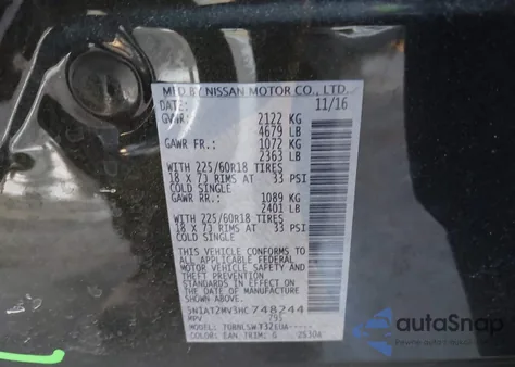 2017 Nissan Rogue Sl z USA, uszkodzony, nr VIN 5N1AT2MV3HC748244